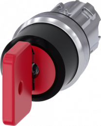 Key switch O.M.R, unlit, latching, waistband round, red, 2 x 45°, trigger position 0 + 1 + 2, mounting Ø 22.3 mm, 3SU1050-4FL11-0AA0
