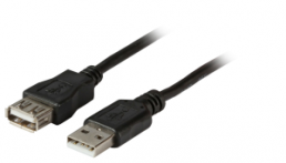 USB 2.0 extension line, USB plug type A to USB socket type A, 1.5 m, black