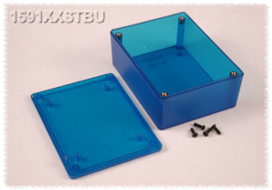 ABS enclosure, (L x W x H) 109 x 81 x 41 mm, blue/transparent, IP54, 1591XXSTBU