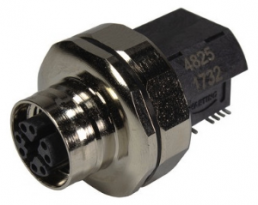 Panel socket, M12, 8 pole, solder connection, screw lock/push-pull, angled, 21033814827