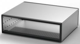 19 inch desktop enclosure, 3 U, 84 HP, (W x H x D) 448.9 x 132.6 x 375.5 mm, aluminum, gray, 24571-042