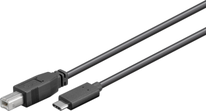 USB 2.0 Adapter cable, USB plug type C to USB plug type B, 1 m, black