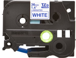 Labelling tape cartridge, 36 mm, tape white, font blue, 8 m, TZE-263