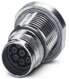 Socket, 6 pole, crimp connection, screw locking, straight, 1613551