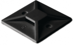 Mounting base, polyamide, black, self-adhesive, (L x W x H) 38 x 38 x 6.4 mm