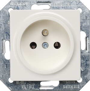 Socket outlet with center protective contact, white, 16 A/250 V, IP20, 5UB1350