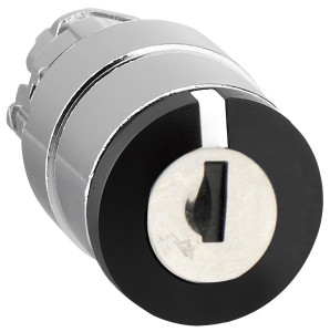 Key switch, unlit, groping, waistband round, front ring black, mounting Ø 22 mm, ZB4BG7