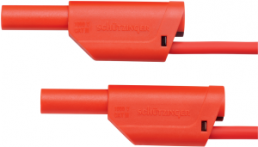Measuring lead with (4 mm plug, spring-loaded, straight) to (4 mm plug, spring-loaded, straight), 1.5 m, red, PVC, 2.5 mm², CAT III