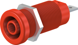 4 mm socket, flat plug connection, mounting Ø 12.2 mm, CAT IV, red, 66.9665-22