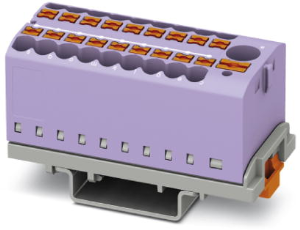 Distribution block, push-in connection, 0.14-4.0 mm², 19 pole, 24 A, 8 kV, purple, 3273126
