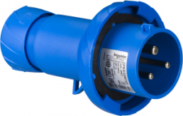 CEE plug, 3 pole, 32 A/200-250 V, blue, 6 h, IP67, PKX32M723