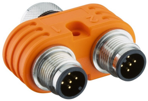 Adapter, 2 x M12 (5 pole, plug) to M12 (5 pole, socket), T-shape, 98611