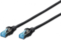 Patch cable, RJ45 plug, straight to RJ45 plug, straight, Cat 5e, SF/UTP, PVC, 0.5 m, black