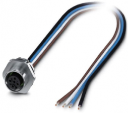 Sensor actuator cable, M12-cable socket, straight to open end, 4 pole, 0.5 m, TPE, 4 A, 1411569