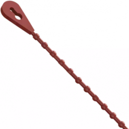 Beaded cable tie, releasable, polypropylene, (L x W) 101.6 x 1.5 mm, bundle-Ø 25.4 mm, red