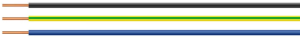 PVC-switching wire, H05V-U, 0.5 mm², AWG 20, green/yellow, outer Ø 2.3 mm