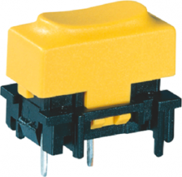 Short-stroke pushbutton, 1 Form A (N/O), 100 mA/28 V, unlit , actuator (yellow, L 11.5 mm), 0.7 N, THT