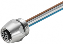 Sensor actuator cable, M12-flange socket, straight to open end, 4 pole, 0.5 m, PUR, 4 A, 1861250000