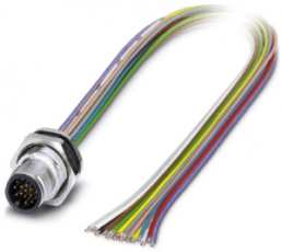 Sensor actuator cable, M12-flange plug, straight to open end, 17 pole, 0.5 m, 1.5 A, 1419726