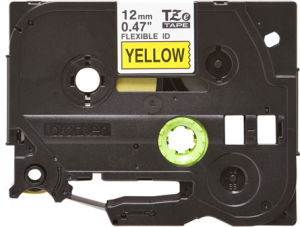 Labelling tape cartridge, 12 mm, tape yellow, font black, 8 m, TZE-FX631