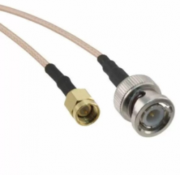 Coaxial Cable, BNC plug (straight) to SMA plug (straight), 50 Ω, RG-142, grommet black, 153 mm, 245101-07-06.00