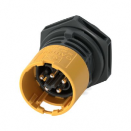 Circular connector, frontpanel, black, 5 poles, 0,5 - 2,5 mm², 400 V, 25A, screw, male, for DC