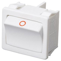 Rocker switch, white, 2 pole, On-Off, off switch, 10 (4) A/250 VAC, 6 (4) A/250 VAC, IP40, unlit, printed