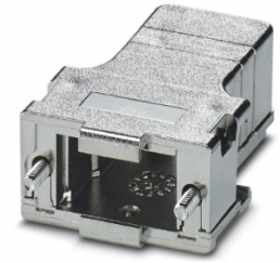D-Sub connector housing, size: 1 (DE), straight 180°, cable Ø 4 to 11 mm, ABS, metallisiert, silver, 1419705