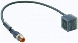 Sensor actuator cable, M12-cable plug, straight to valve connector DIN shape A, 3 pole, 1 m, PUR, black, 4 A, 11927