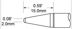 Soldering tip, conical, (T x L x W) 2 x 15 x 2 mm, 421 °C, SFV-CNL20