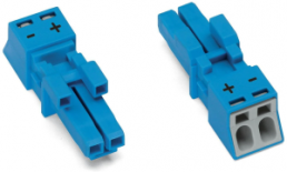 Socket, 2 pole, snap-in, push-in, 0.25-1.5 mm², blue, 890-1102