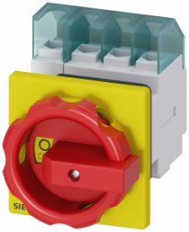 Emergency stop load-break switch, Rotary actuator, 4 pole, 25 A, 690 V, (W x H x D) 67 x 84 x 116.5 mm, front mounting, 3LD2154-1TL53