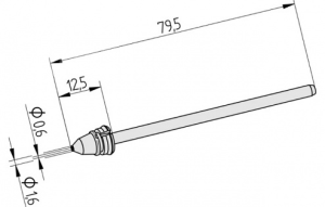 Desoldering tip, conical, Ø 1.6 mm, (L) 79.25 mm, 0742ED0616/SB