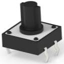 Short-stroke pushbutton, Form A (N/O), 50 mA/24 VDC, unlit , actuator (black, L 8.02 mm), 1.56 N, THT