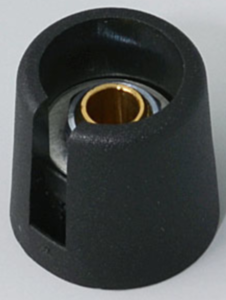 Rotary knob, 4 mm, plastic, black, Ø 16 mm, H 16 mm, A3016049