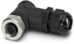 Socket, M12, 5 pole, screw connection, screw locking, angled, 1556812