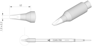 Soldering tip, Chisel shaped, Ø 0.3 mm, C245768