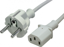 Device connection line, Europe, plug type E + F, straight on C13 jack, straight, H05VV-F3G0.75mm², gray, 500 mm