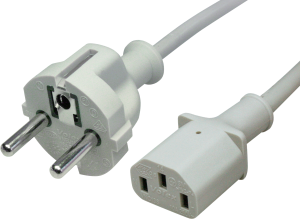 Device connection line, Europe, plug type E + F, straight on C13 jack, straight, H05VV-F3G0.75mm², gray, 1 m