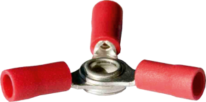 Insulated 3-fold cable lug, 0.5-1.0 mm², AWG 22 to 18, 4 mm, M4, red