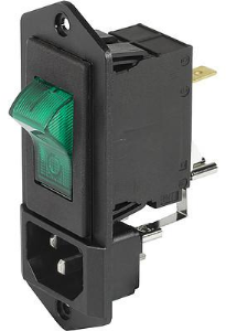 Combination element C14, screw mounting, plug-in connection, black, 6145.2507.001