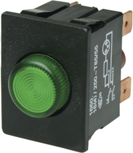 Pushbutton switch, 2 pole, green, unlit , 16 (4) A/250 VAC, mounting Ø 15.5 mm, IP54, 1660.5202