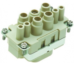 Socket contact insert, 10B, 8 pole, equipped, axial screw connection, with PE contact, 09380082701