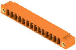 Pin header, 14 pole, pitch 3.81 mm, angled, orange, 1942570000