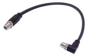 Sensor actuator cable, M12-cable plug, straight to M12-cable plug, angled, 4 pole, 7.5 m, Elastomer, black, 09482280011075