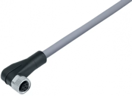 Sensor actuator cable, M8-cable socket, angled to open end, 3 pole, 2 m, PVC, gray, 4 A, 77 3408 0000 20003-0200