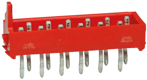 Pin header, 10 pole, pitch 1.27 mm, straight, red, 1-215464-0