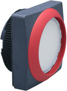 Pushbutton switch, illuminable, latching, waistband square, white, front ring red, mounting Ø 22.3 mm, 1.30.270.961/2203