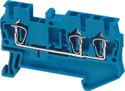 Terminal block, 3 pole, 0.2-2.5 mm², clamping points: 3, blue, spring balancer connection, 24 A