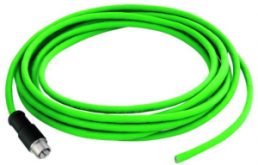 Sensor actuator cable, M12-cable socket, straight to open end, 0.5 m, PUR, green, 100017431